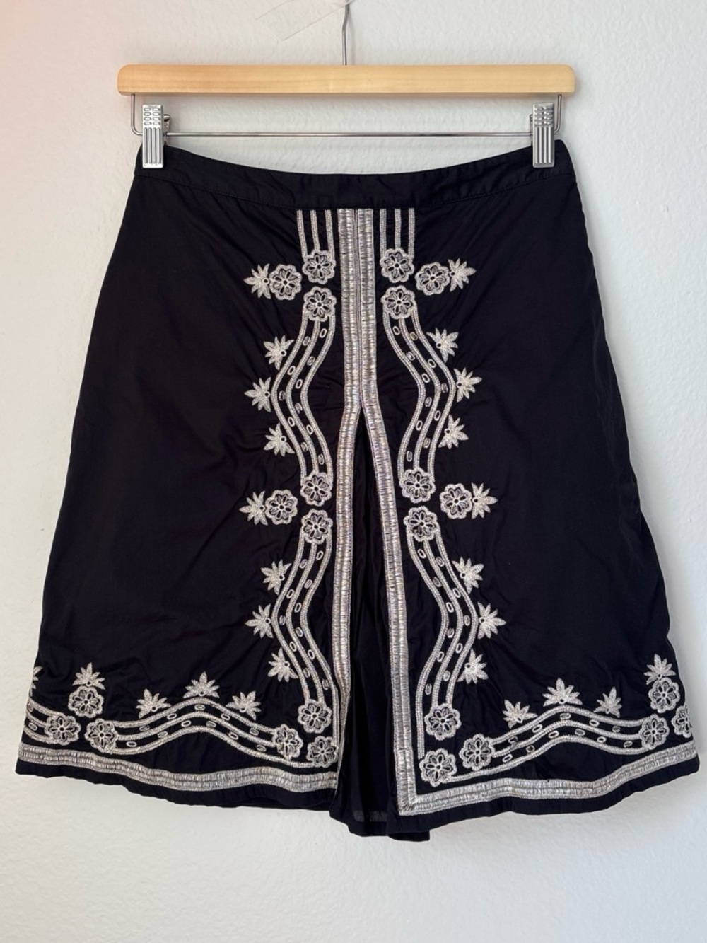 Old Navy Black Shorts with Silver Floral Embroidery